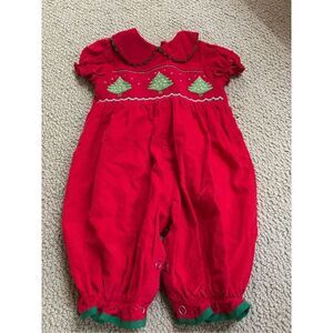 Mom & Me 3m smocked Christmas girls romper